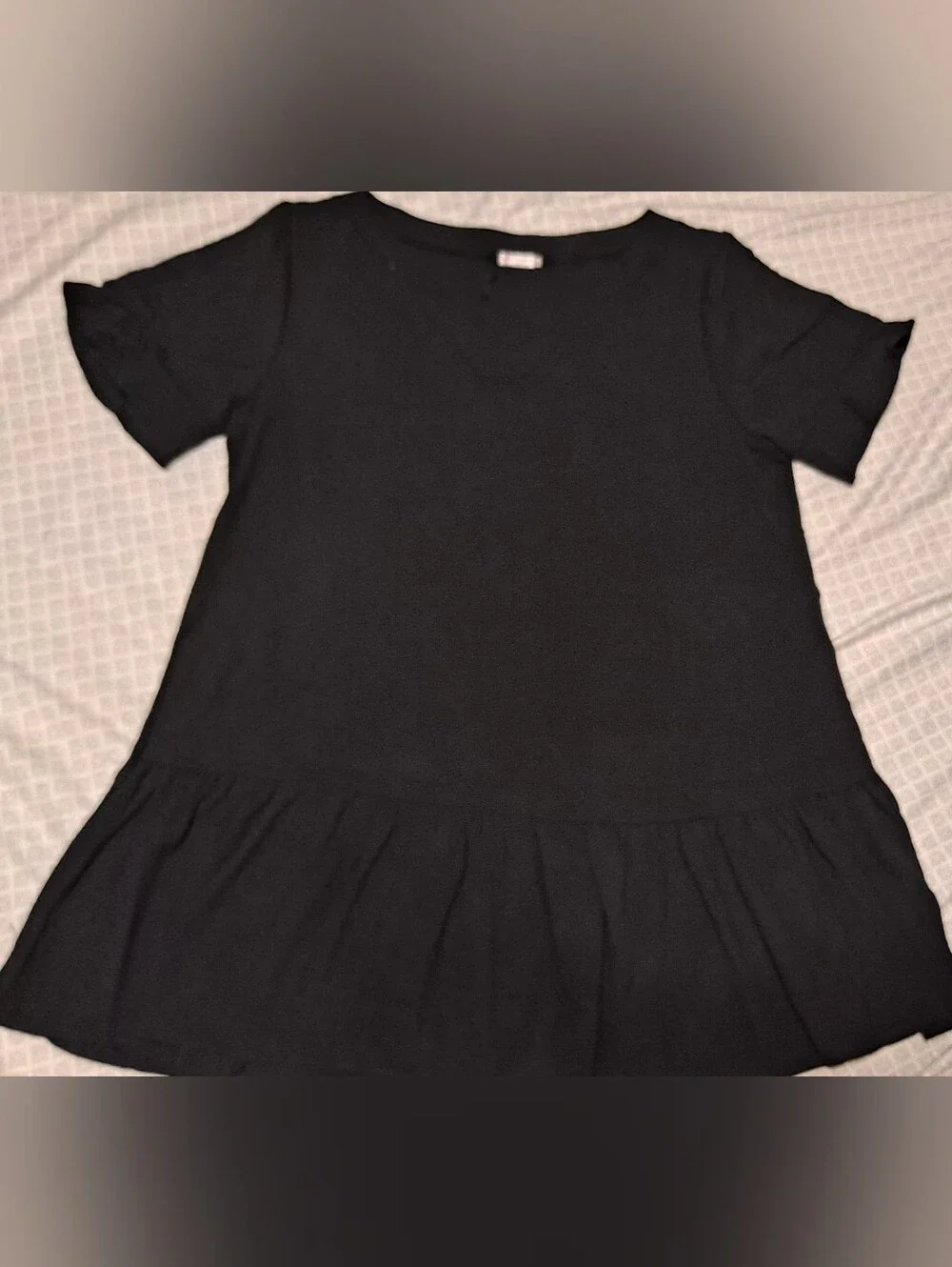 Aoulaydo Black Ruffle-Hem Short Sleeve Dress Sz 2XL